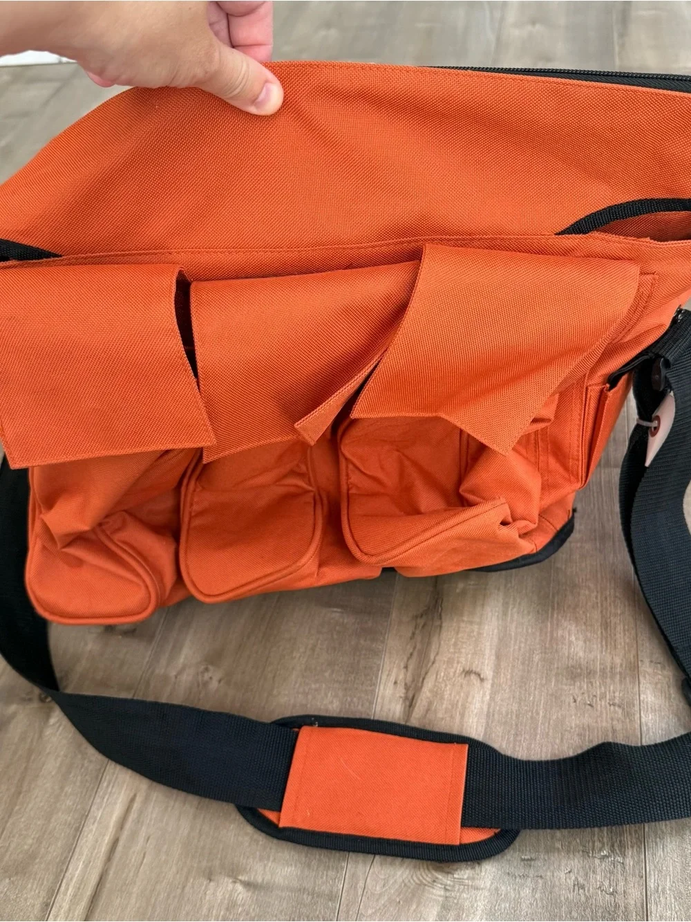 Eagle Good to Go Knitting‎ Craft Bag Orange Canvas Crossbody Pockets Zipper Tote